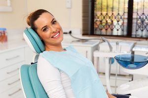 woman in a dentist chair for sedation dentistry